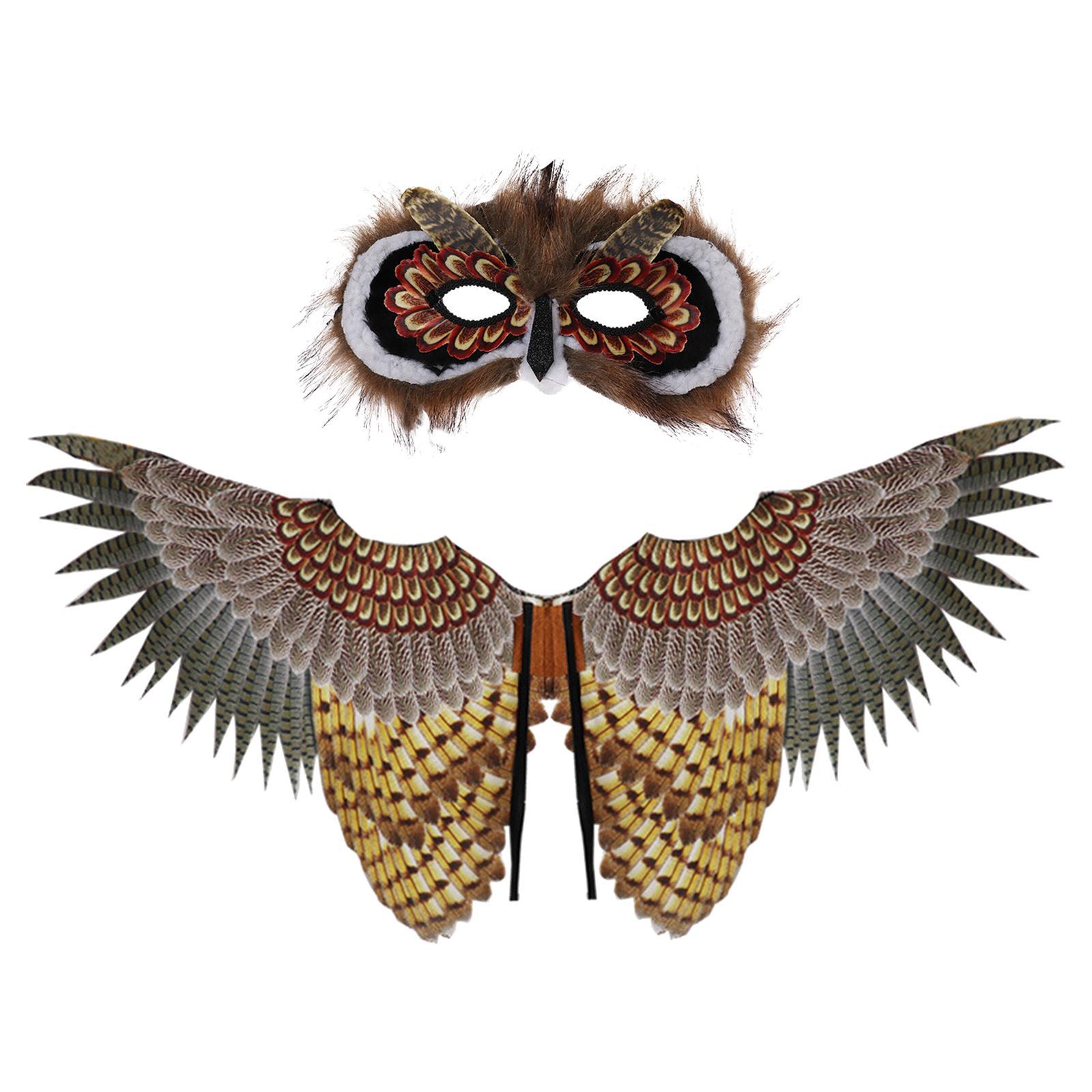 Creative Animal Owl Mask Wings, Cosplay Role Play Costume Face Cover for Performance Festival Girls Fancy Dress Men