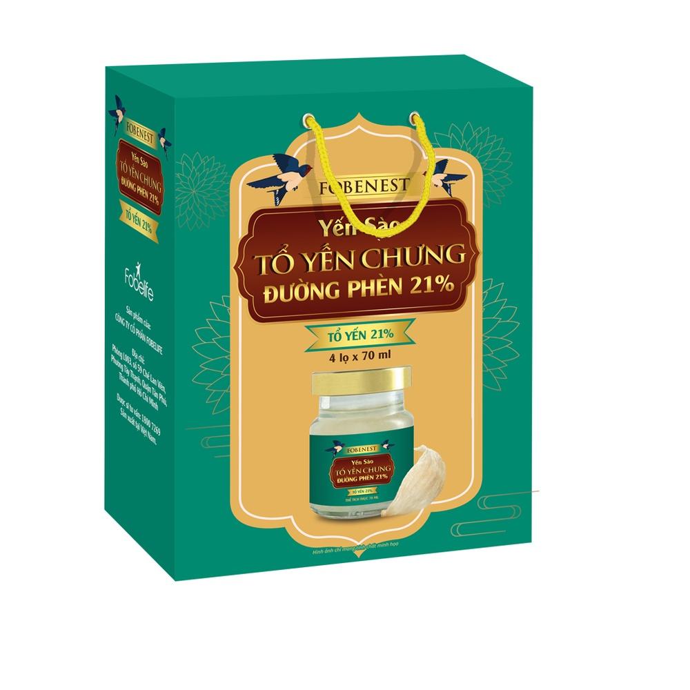 Hộp Yến Sào Tổ Yến Chưng Đường Phèn 21% Yến Giúp Bồi Bổ Cơ Thể Fobelife - Lọ 70ml