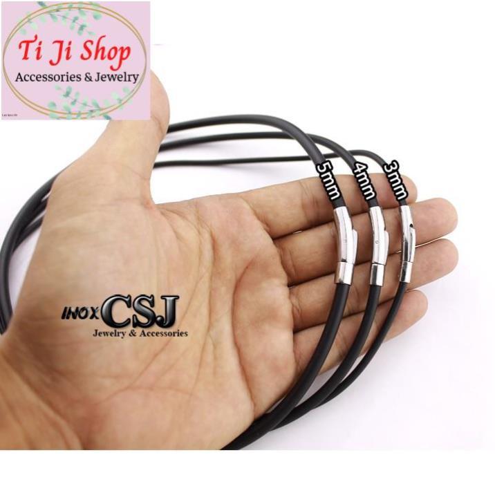 DÂY CHUYỀN CAO SU ĐEN LY KHÓA INOX VIP DN - chọn chiều dài theo yêu cầu