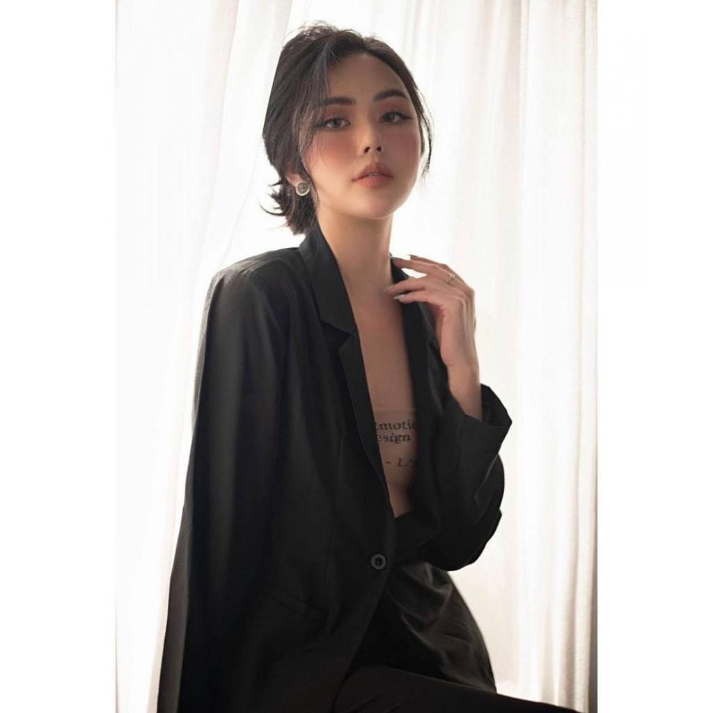 Áo Blazer Khuy Cài Lệch (ĐEN)