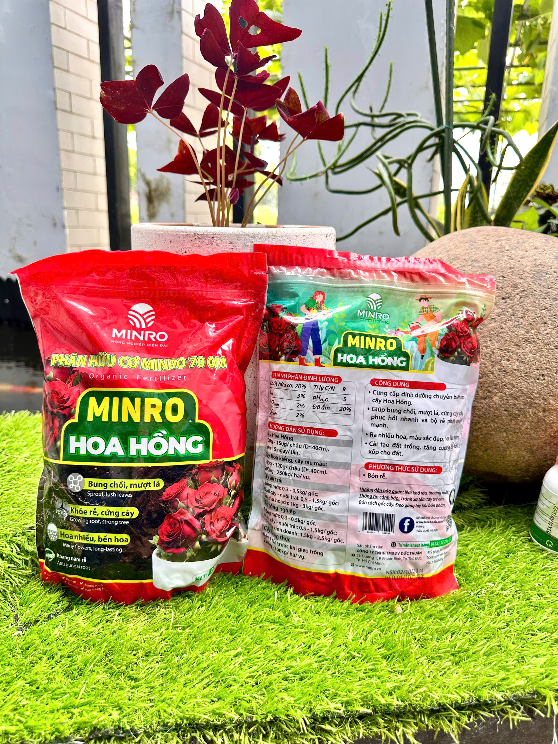 Phân hữu cơ minro 70OM hoa hồng