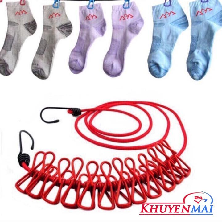 Dây Phơi quần áo Có Móc Kẹp Đa Năng dài 180cm