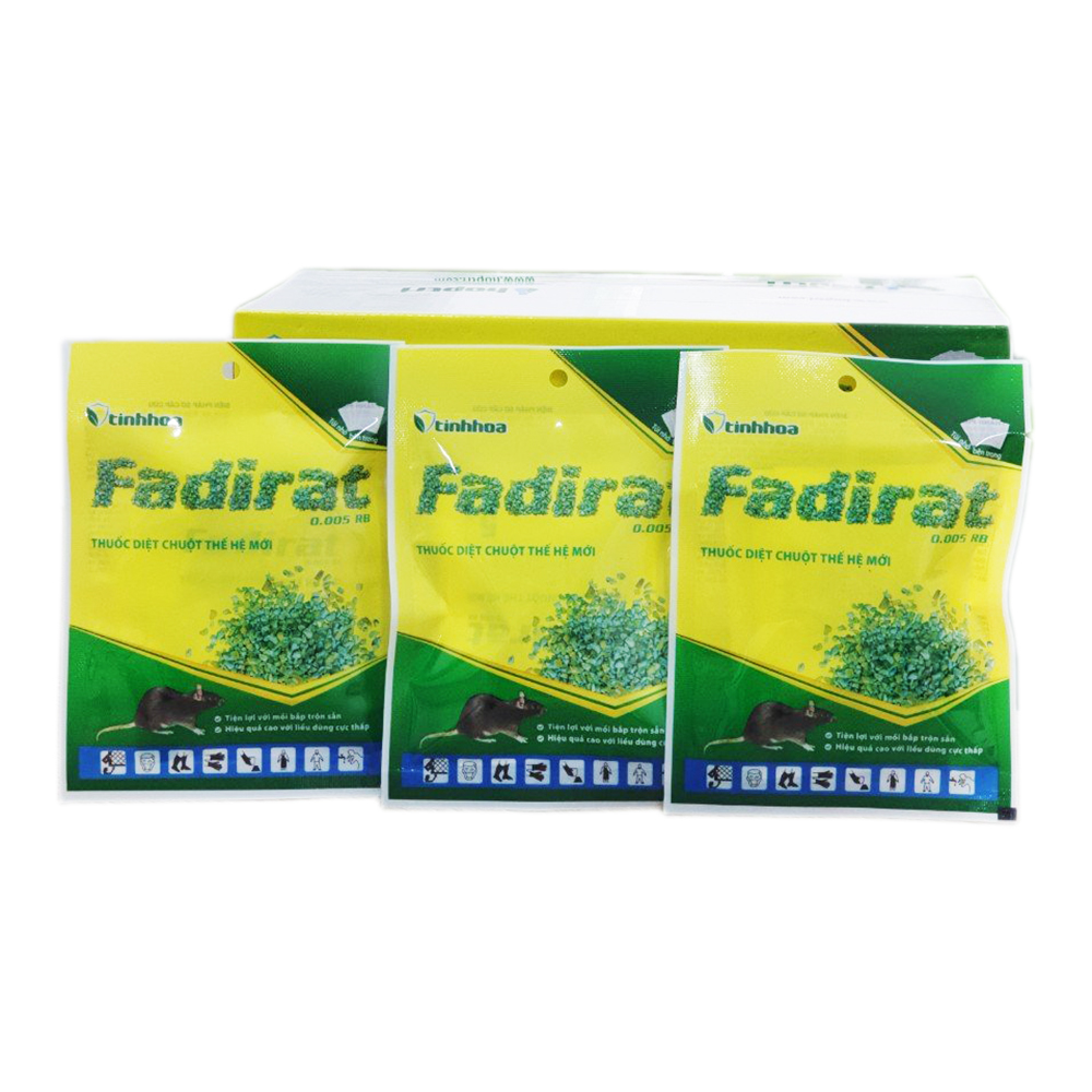 Thuốc diệt chuột thế hệ mới FADIRAT 0.005 RB - Tiện lợi với mồi bắp trộn sẵn - Hiệu quả cao với liều dùng cực thấp (10 gói x 4 túi)