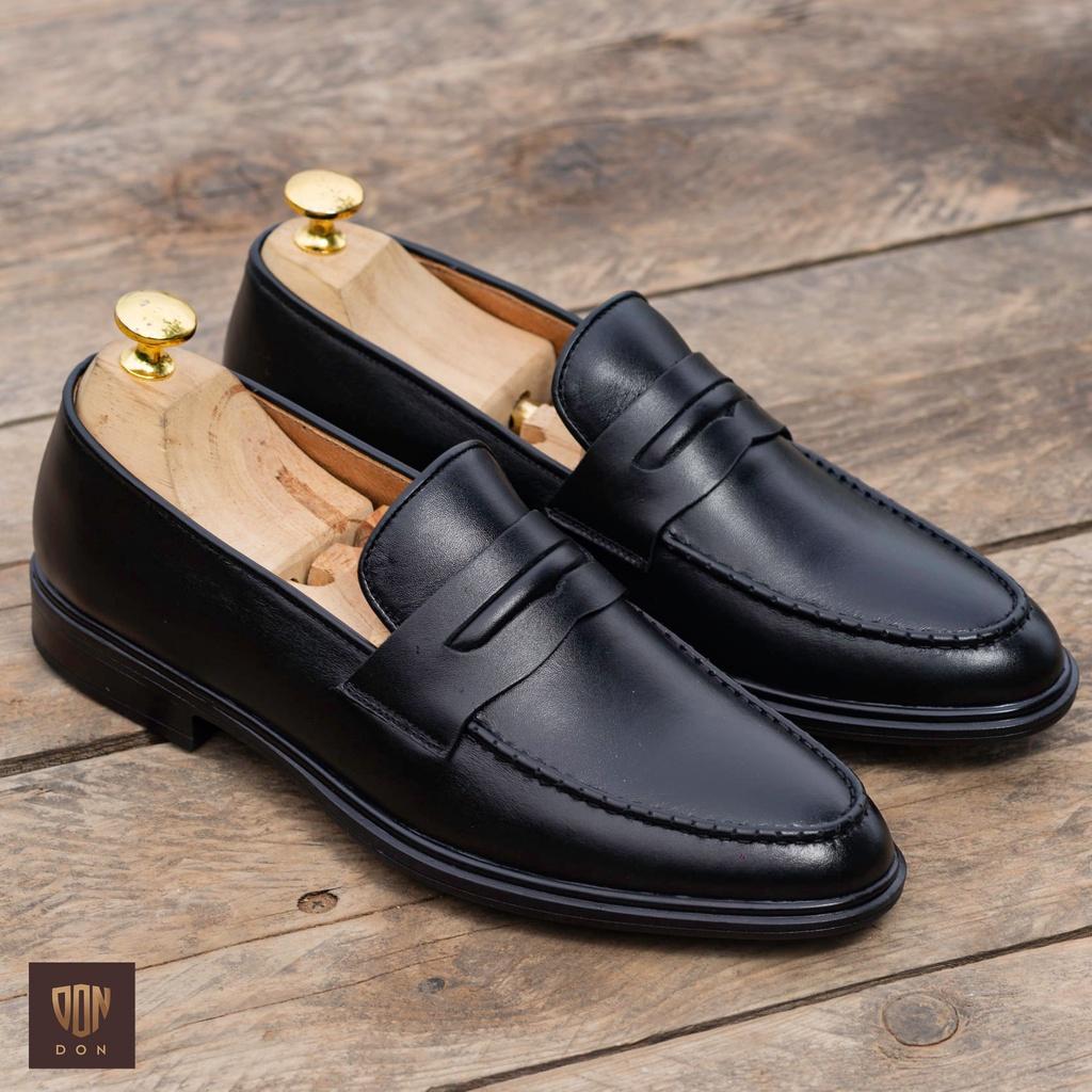 Giày Lười Nam Penny Loafers Ufficio Don Italiano Đen