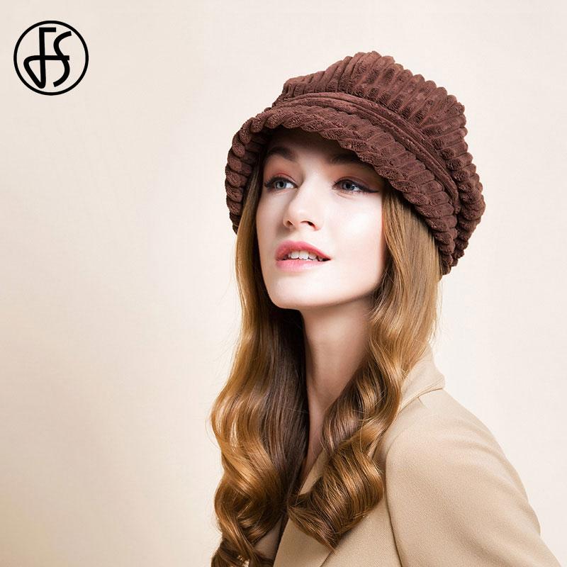 FS Trắng Mũ Nồi Nắp Mùa Thu Đông Nữ Đi Hình Bát Giác Nón Nữ Nón Kết Thời Trang Ren Định Vintage Nâu Đen Mũ Nồi