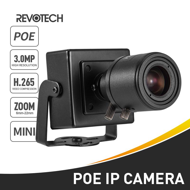 Poe H.265 3MP 1296p / 1080p 6-22mm camera IP Mini Type Tay Zoom Len Bảo mật trong nhà P2P CCTV Hệ thống giám sát video HD CAM Kích thước: 3MP DC 12V