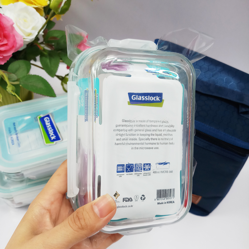 Bộ hộp cơm thủy tinh chịu lực Glasslock Kèm túi giữ nhiệt