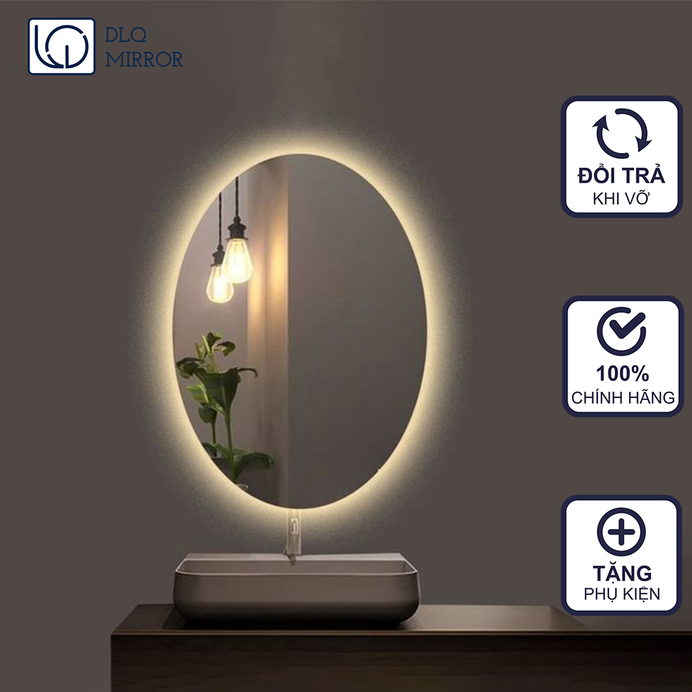 Gương Led Cảm Ứng Treo Tường Hình Elip Kích Thước Theo Yêu Cầu DLQ INTERIORS Trang Trí Nhà Cửa, Phòng Tắm