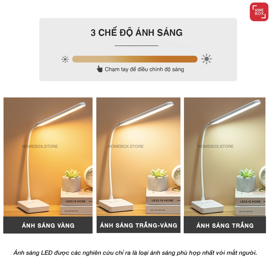 Đèn Học Để Bàn Chống Cận 3 Chế Độ Ánh Sáng - Đèn bàn Led tích điện đa năng hỗ trợ đọc sách, làm việc, trang trí - JYooHome - Hàng Nhập Khẩu