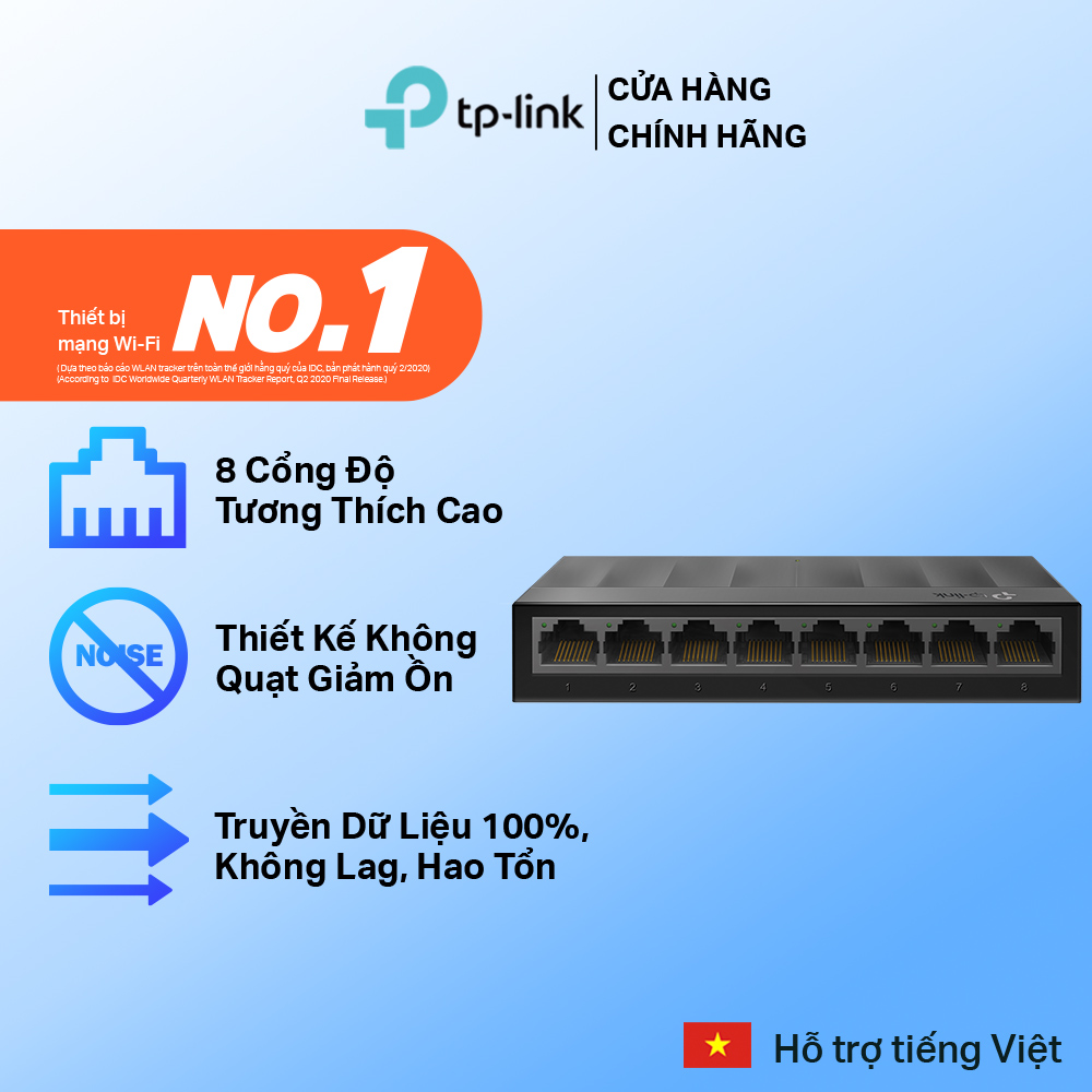 Bộ Chia Tín Hiệu Switch TP-Link LS1008G Để Bàn 8 Cổng 101001000Mbps - Hàng Chính Hãng