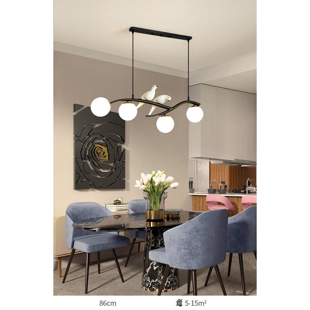 Đèn thả Decor 4 chao thủy tinh trắng đục, phong cách Bắc Âu, Nordic trang trí phòng khách, bàn ăn HL385