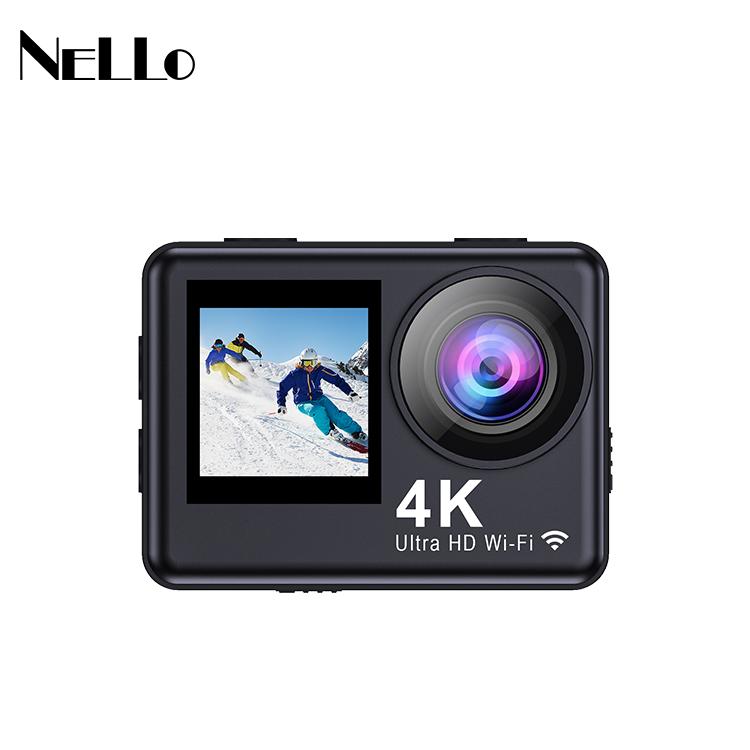 Máy ảnh hành động thiết kế màn hình kép 4K/60fps Camera hành động WiFi 10m WiFi thân xe không thấm nước