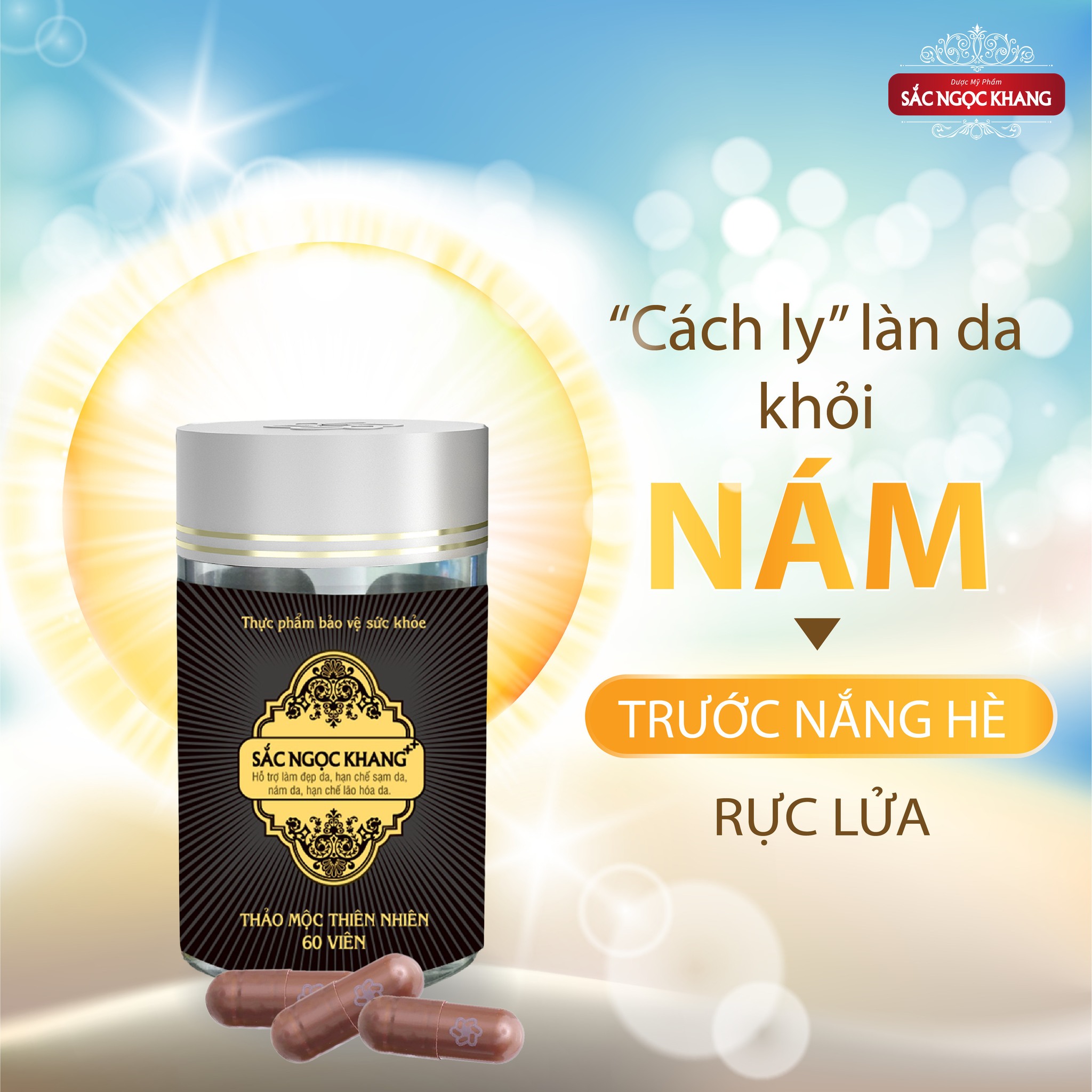 Viên Uống Sắc Ngọc Khang ++ chống lão hóa da, giảm nám, tàn nhang cao cấp (Hộp 60 Viên)