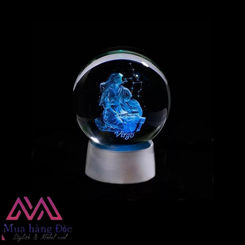 Quà Tặng Sinh Nhật    Quả Cầu Pha Lê Virgo Crystal Ball 3D Laser Cung Xử Nữ