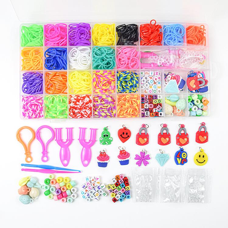 DIY Loom Bands, Vòng tay đàn hồi, bộ dụng cụ ban nhạc với hộp lưu trữ cho dụng cụ đan vòng đeo tay cho trẻ em