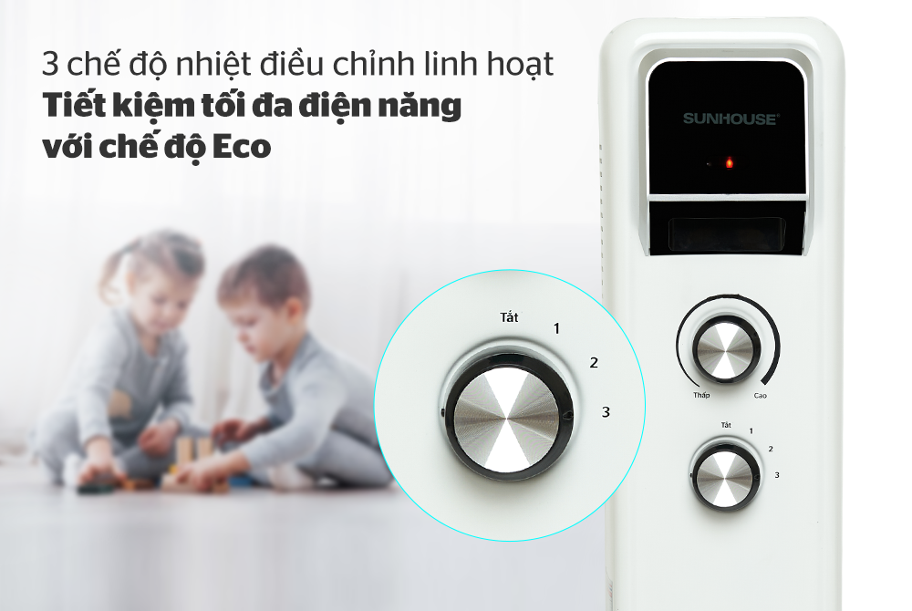 Máy sưởi dầu Sunhouse SHD7084, Công suất 2400W, 13 lá phát nhiệt, làm ấm nhanh, Có giàn phơi - Hàng chính hãng, bảo hành 12 tháng