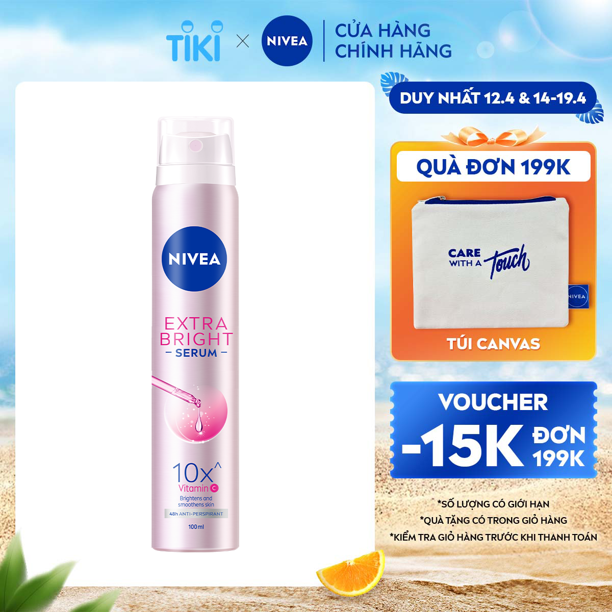 Lăn Ngăn Mùi NIVEA Extra Bright Serum | 10X Vitamin C (40 ml) - 80020