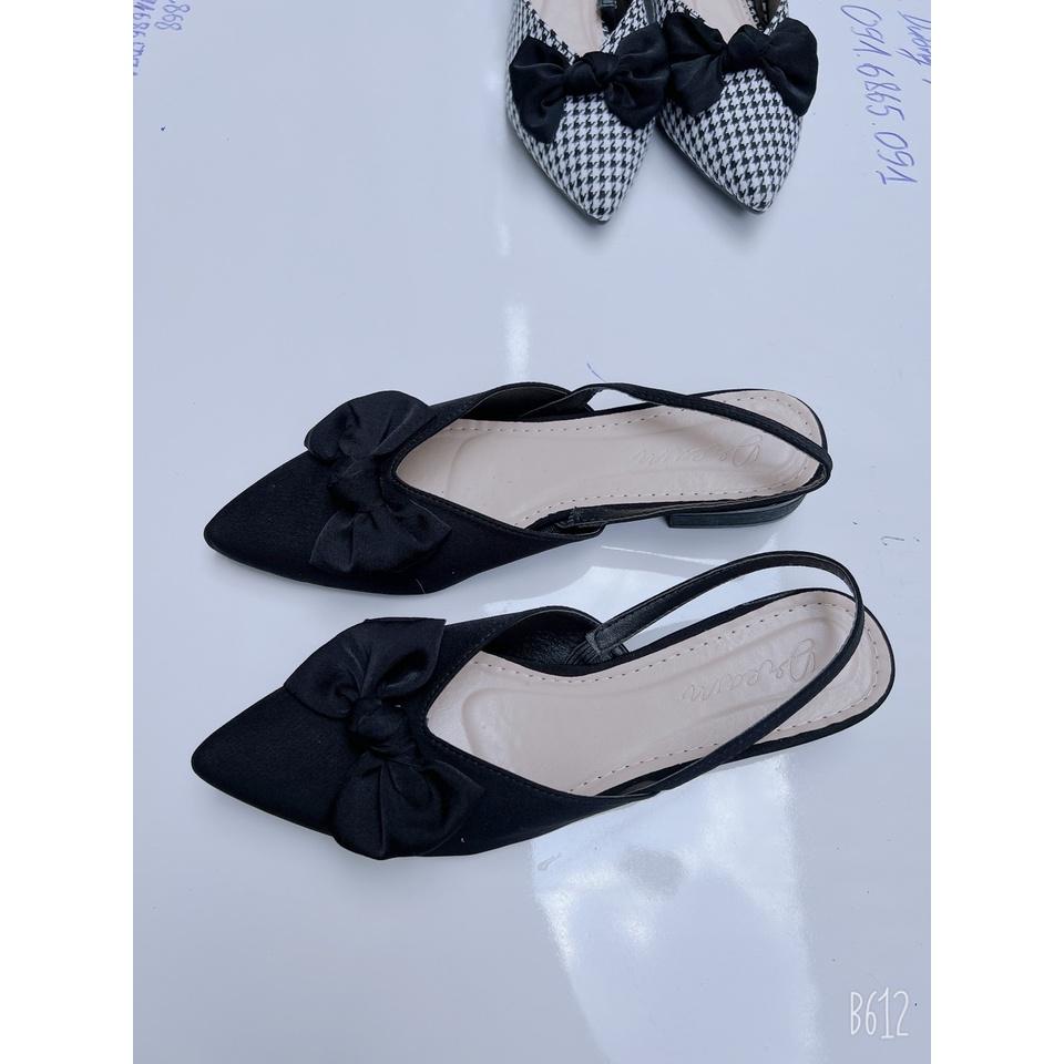 Sandal/ dép nữ mũi nhọn nơ lụa- hottrend ( sandal lụa