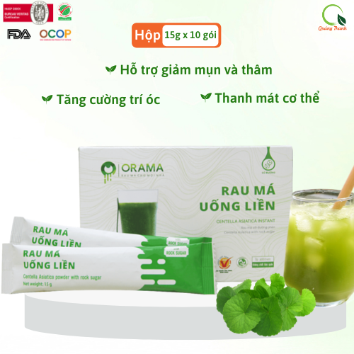 Rau Má Uống Liền ORAMA có đường 10 gói - 15g mỗi gói - rau má tươi nguyên chất, tăng cường dinh dưỡng