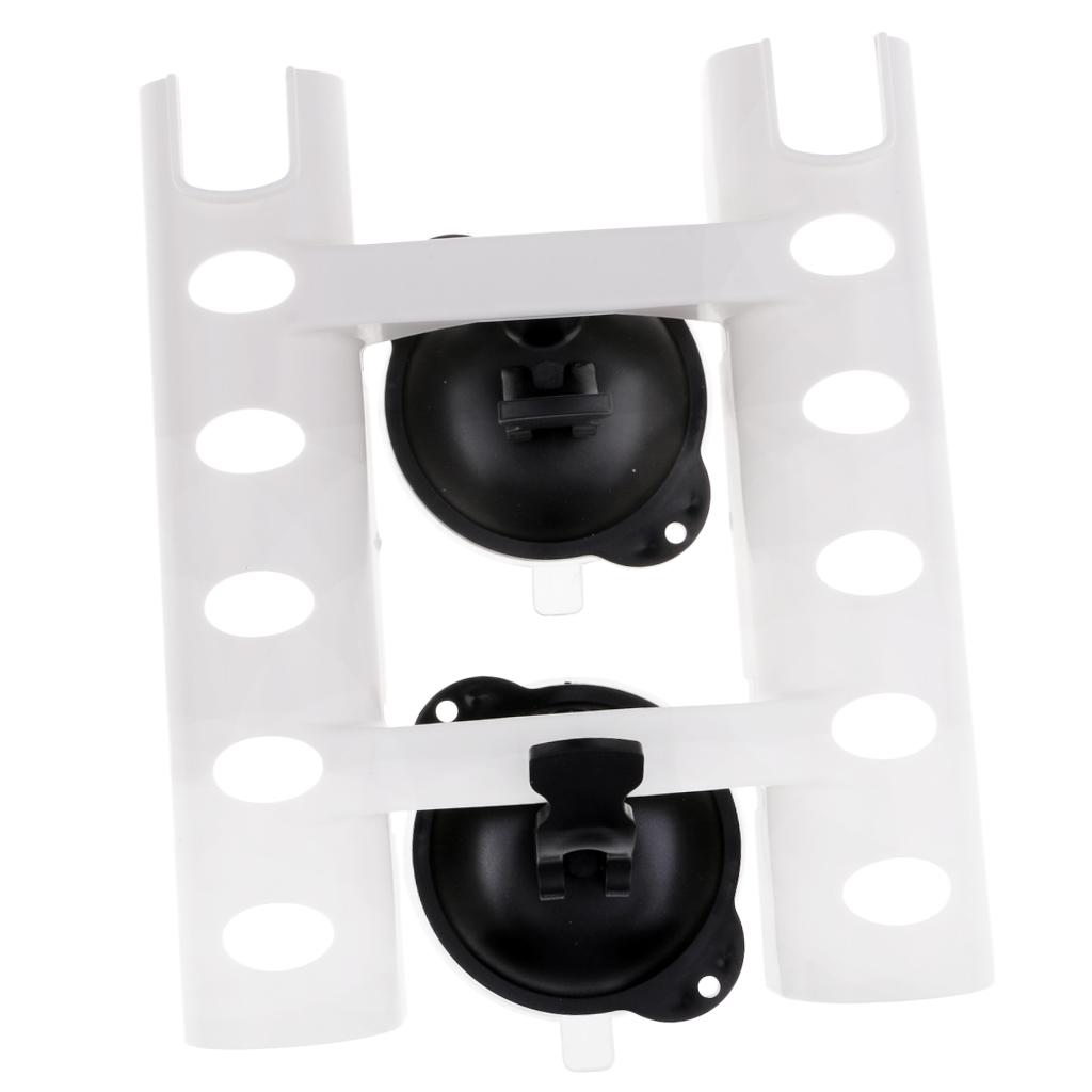 2 Tube Rod Rack Fishing Rod Pole Holder Organizer Bracket with Suction Cup