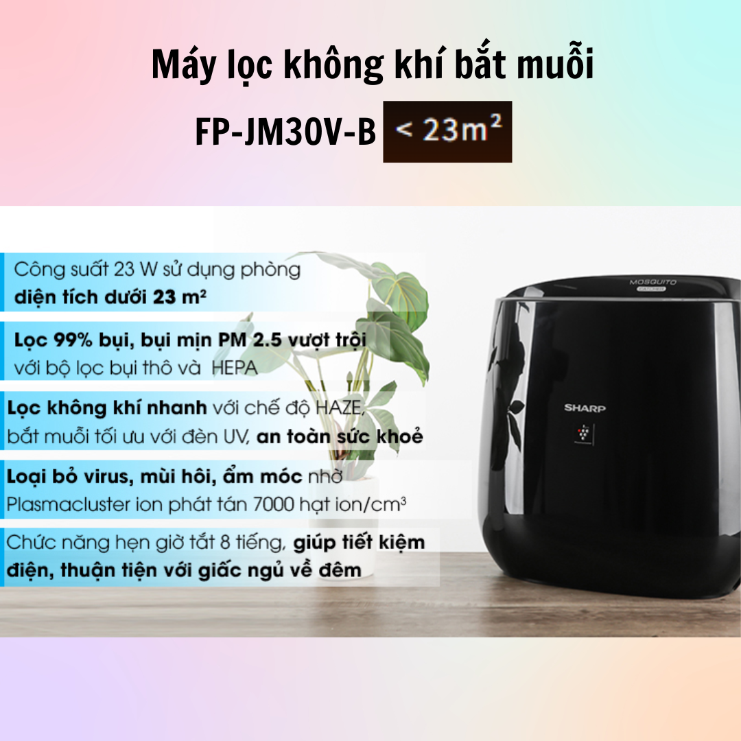 Máy Lọc Không Khí Bắt Muỗi Sharp FP-JM30V-B/FP-JM40V-B - Hàng Chính Hãng - Bảo Hành 12 Tháng