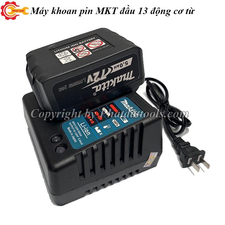 Máy khoan pin búa MAKITA 72V đầu kẹp 13mm động cơ từ-2 pin 10 cell-Tặng kèm bộ phụ kiện 21 chi tiết-Bảo hành 6 tháng