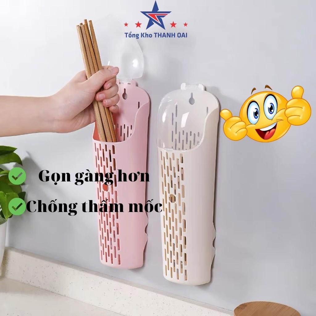 Ống đựng đũa treo tường có nắp đậy tiện dụng hợp vệ sinh