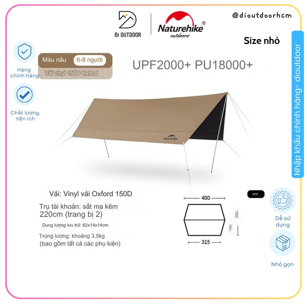 Bộ Tăng Bạt Cắm Trại Cao Cấp Naturehike CNK2350WS015 Chống Nước PU18000+ Size S và Size L