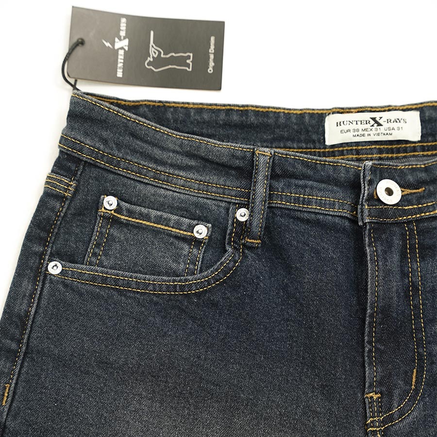Quần Short Jeans Nam Cao Cấp HUNTER X-RAYS Form Slimfit Màu Xanh Đậm S31