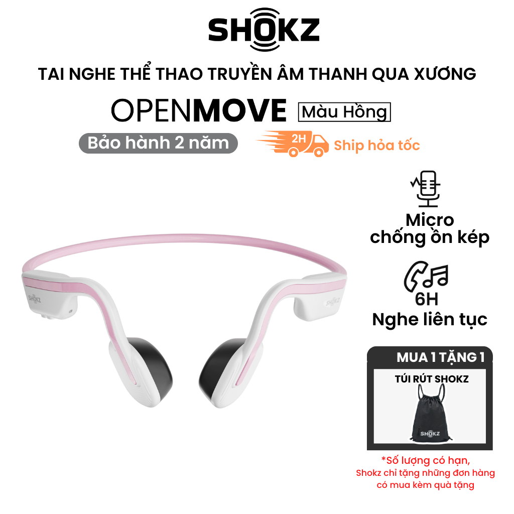 Tai Nghe Bluetooth Thể Thao Truyền Âm Thanh Qua Xương SHOKZ OPEN MOVE S661  - Hàng chính hãng - Pin sử dụng trong 6 tiếng - Kháng nước IP55