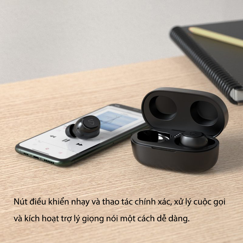 Tai Nghe Bluetooth Earbuds SoundPeats TrueFree 2 Thiết kế hạt đậu nhỏ gọn tinh tế mang lại trãi nghiệm chất âm sống động, trung thực - Hàng Chính Hãng