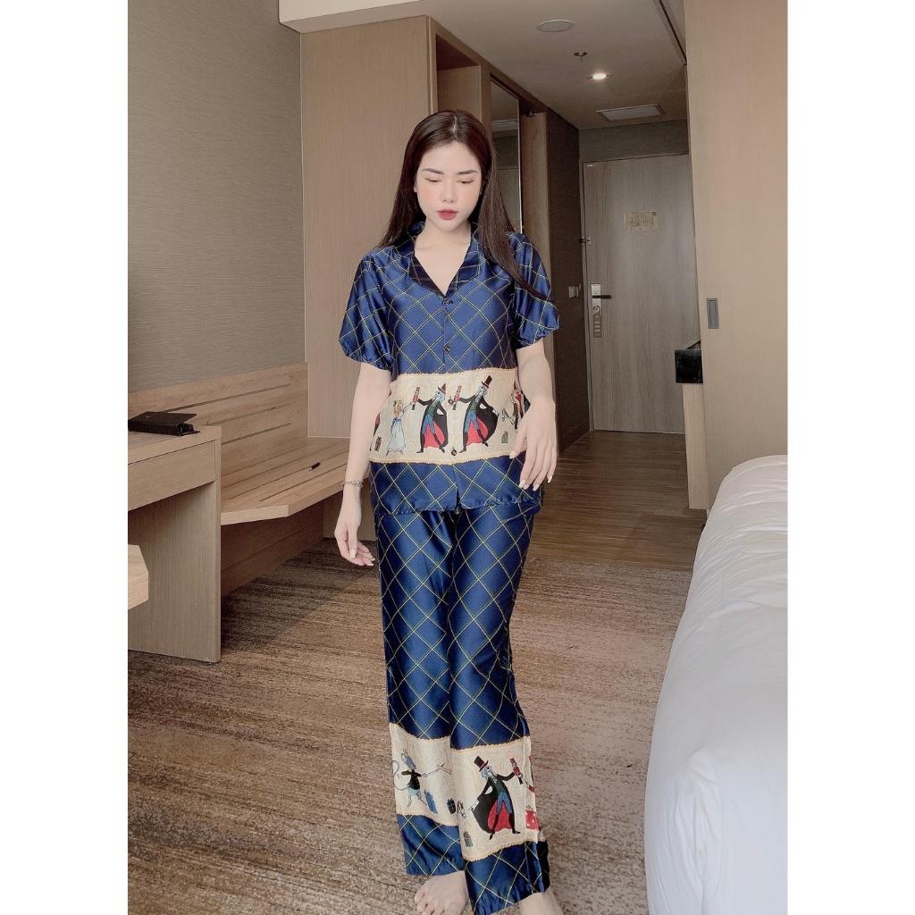 Bộ Lụa Satin Tay Cộc Quần Dài Siêu Hot