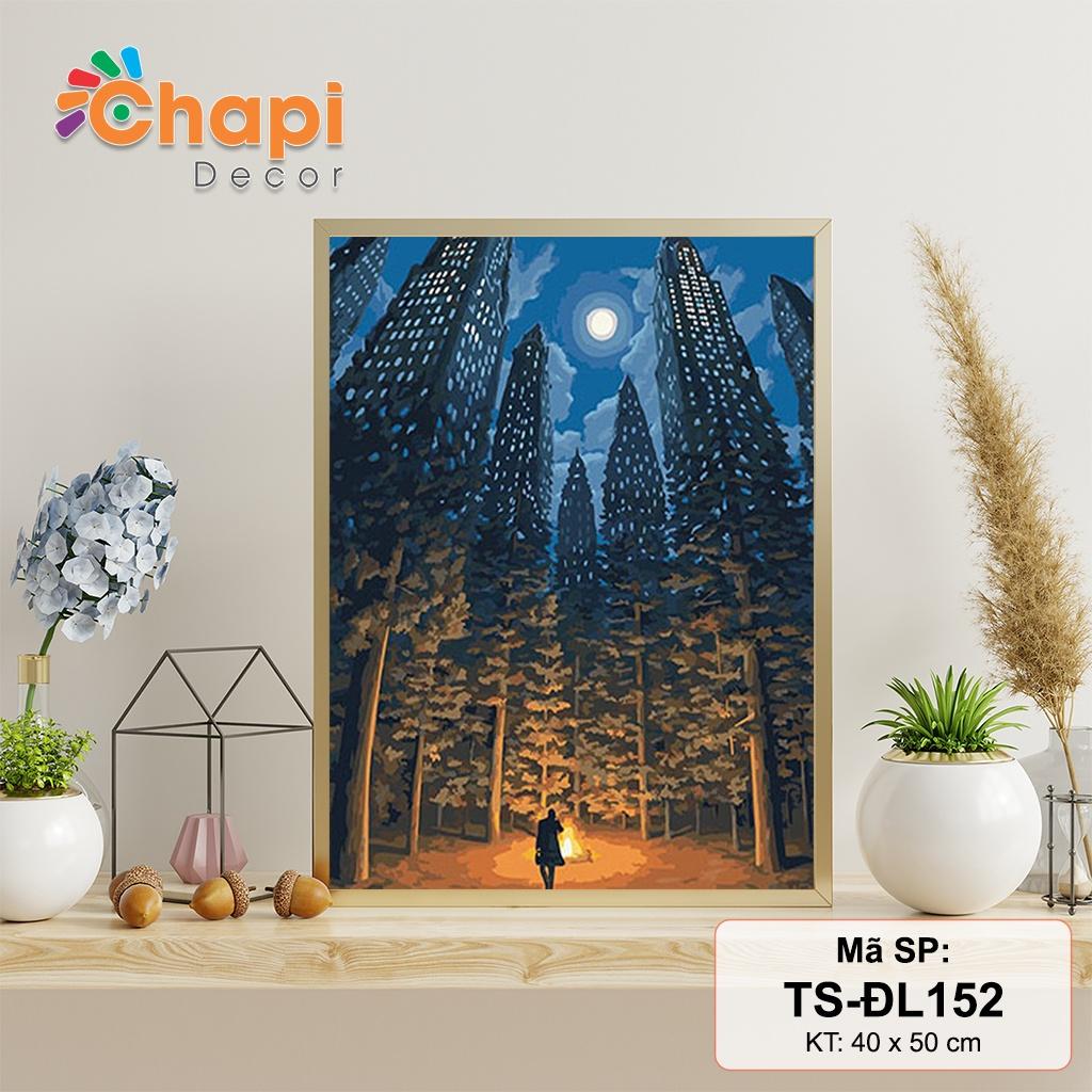 Tranh tô màu theo số Chapi Tranh Đẹp Lạ về đêm Size 40x50cm đã căng khung