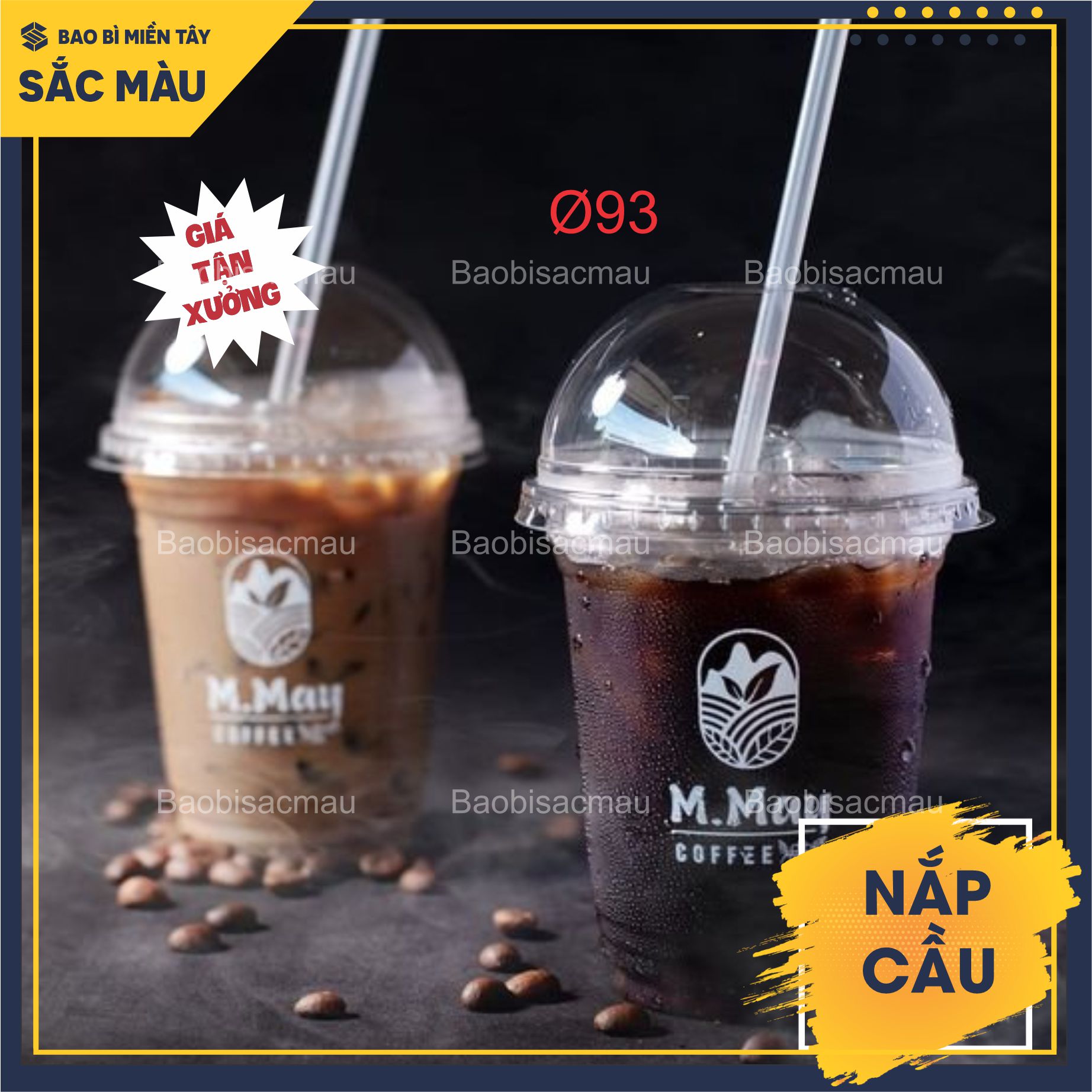 Sỉ 50 Nắp cầu PET 90 - 93 - 95 - 98, nắp ly trà sữa cà phê nước ép