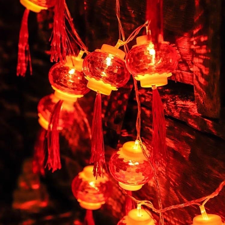 Đèn trang trí năng lượng mặt trời dây đèn lồng đỏ, tiết kiệm điện, bóng siêu sáng, chống thấm nước - DA3191