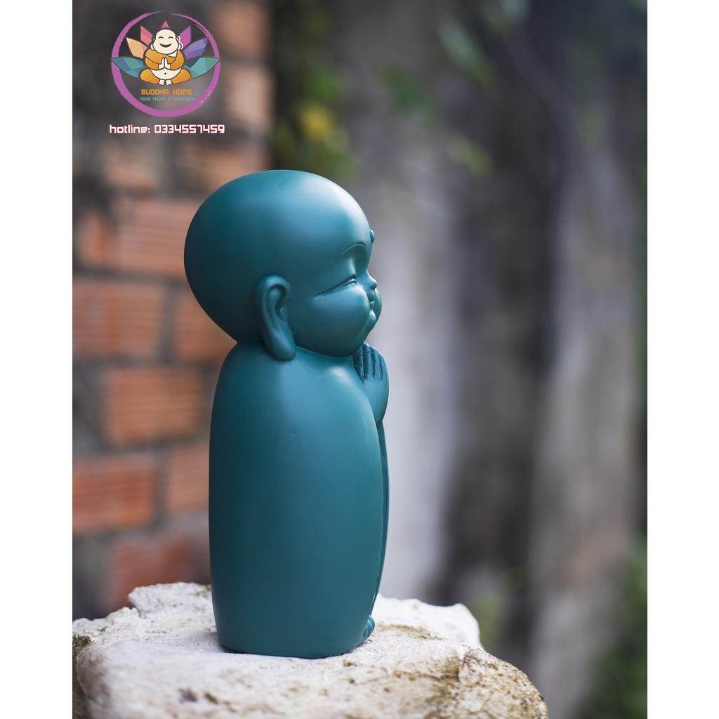 Chú tiểu decor hiện đại 21 cm trang trí nhà cửa màu xanh địa trung hải