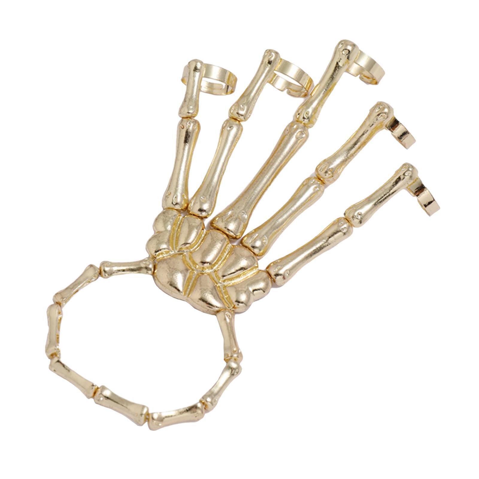 Skeleton Hand Bracelet with Rings Elasticity Wristband for Party