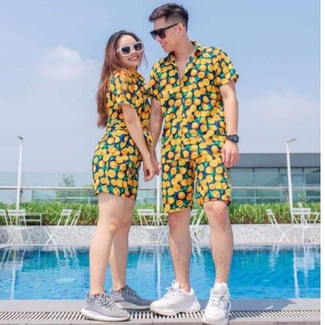 Đồ bộ trái cây đi biển trái cam