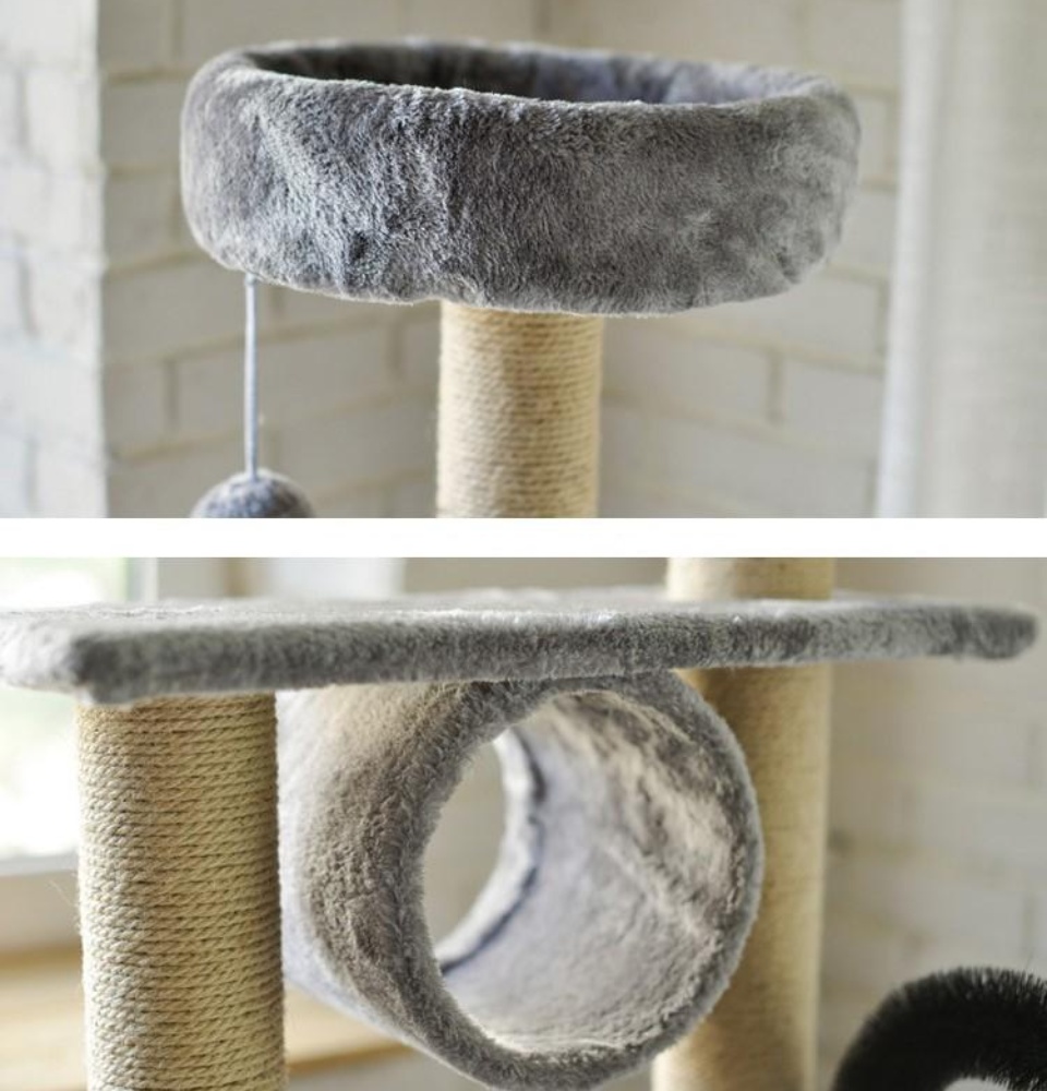 Trụ mèo leo trèo Loại cao 1,6m / Cat tree 4 tầng nhiều bộ phận - Nhà cho mèo chơi và cáo móng Bàn cào đa chức năng Hanpet (giao màu ngẫu nhiên)