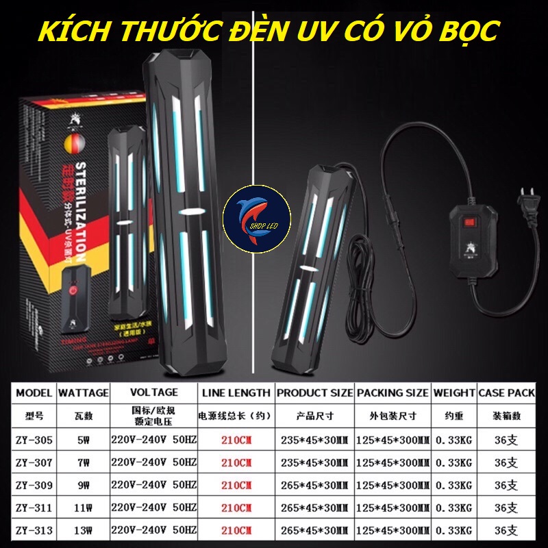 Đèn UV diệt khuẩn và diệt tảo cao cấp - Đèn uv cho hồ cá cảnh - bể thủy sinh - UV cho hồ cá koi - shopleo