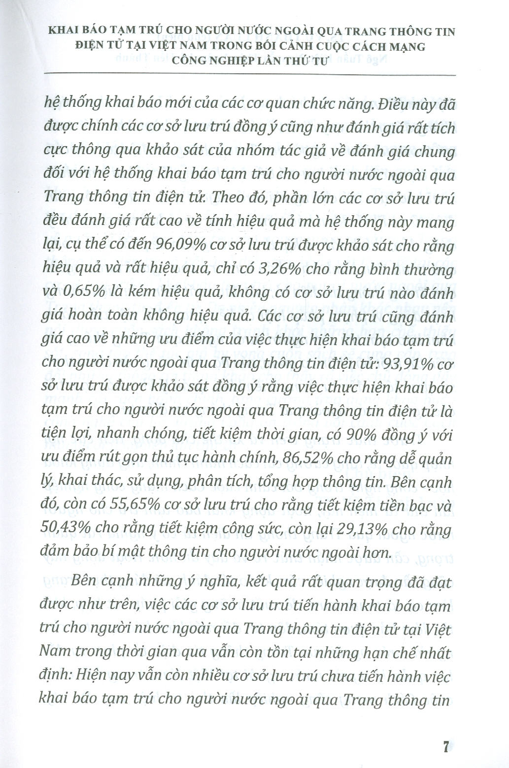 Khai Báo Tạm Trú Cho Người Nước Ngoài Qua Trang Thông Tin Điện Tử Tại Việt Nam Trong Bối Cảnh Cuộc Cách Mạng Công Nghiệp Lần Thứ Tư (Sách chuyên khảo)