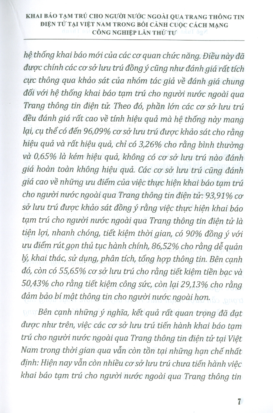 Khai Báo Tạm Trú Cho Người Nước Ngoài Qua Trang Thông Tin Điện Tử Tại Việt Nam Trong Bối Cảnh Cuộc Cách Mạng Công Nghiệp Lần Thứ Tư (Sách chuyên khảo)