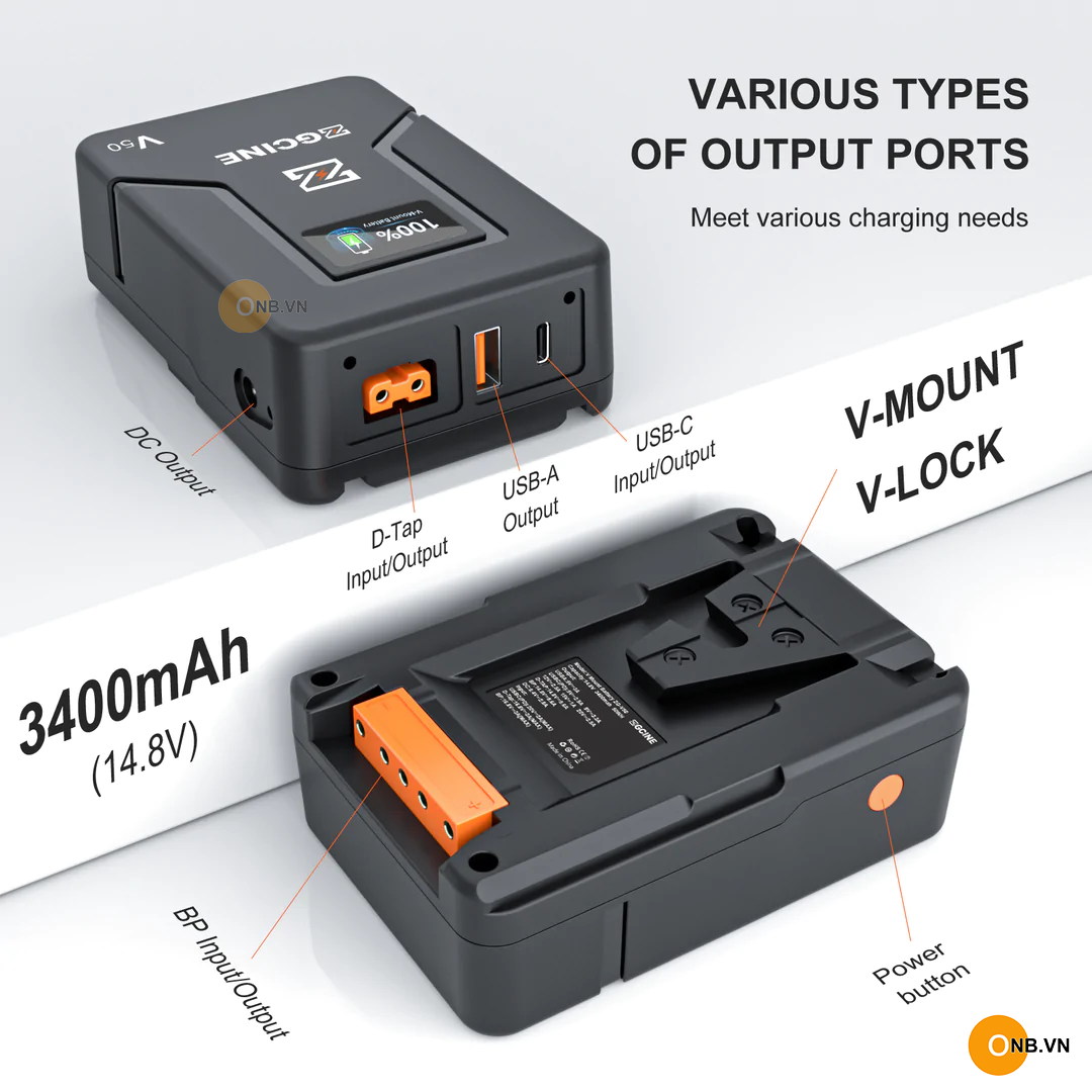 ZGCine V50 V-Mount Battery 50wh 3800mAh PD Quick Charge