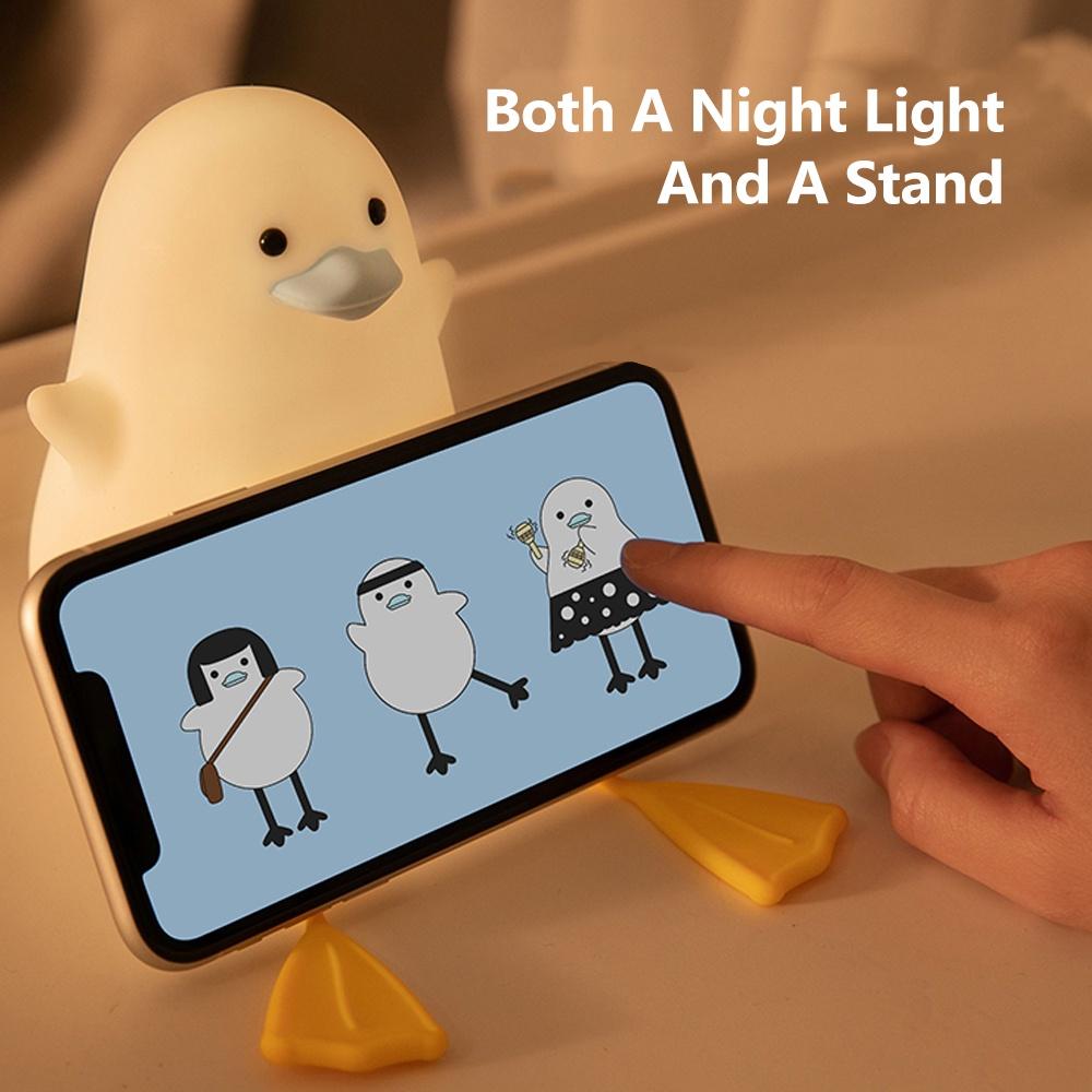 Đèn ngủ bóng led cảm ứng Xiaomi Youpin hình vịt bằng silicone sáng tạo và cáp sạc