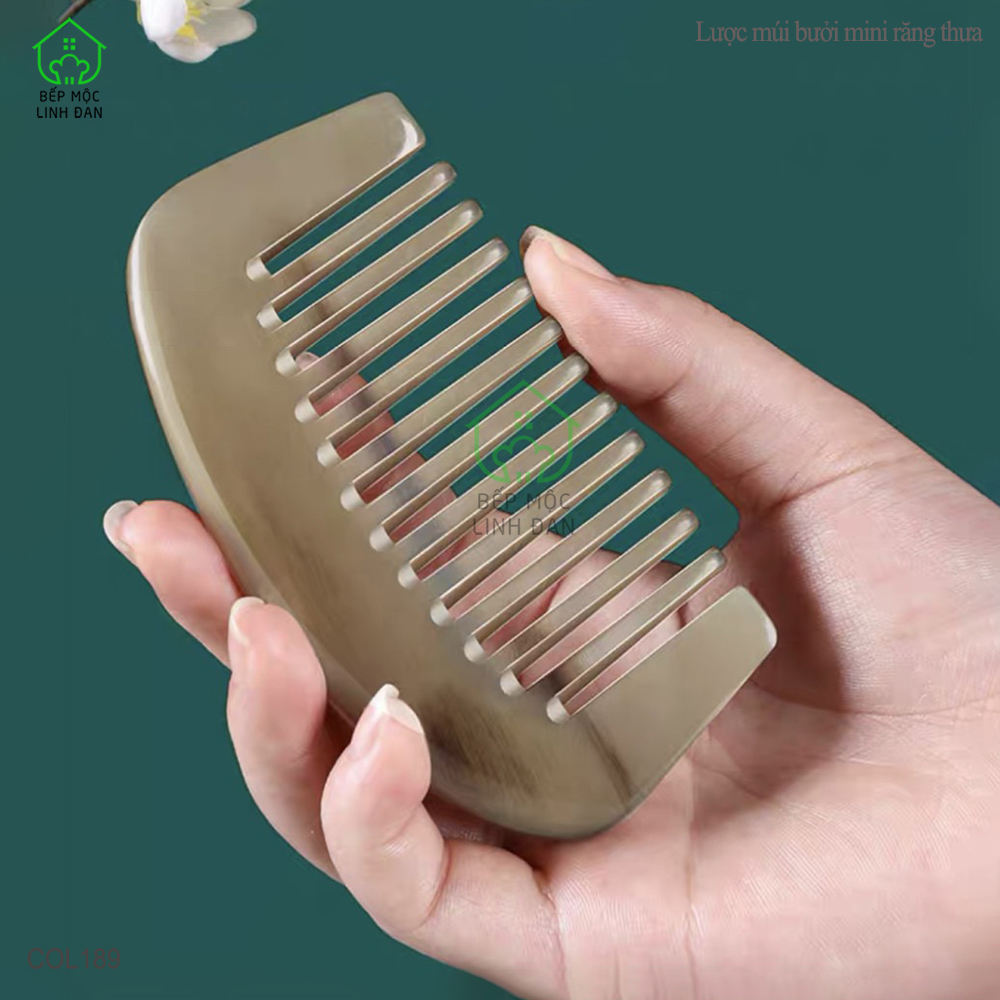 Lược Sừng Múi Bưởi Mini Răng Thưa Bỏ Túi Tiện Dụng