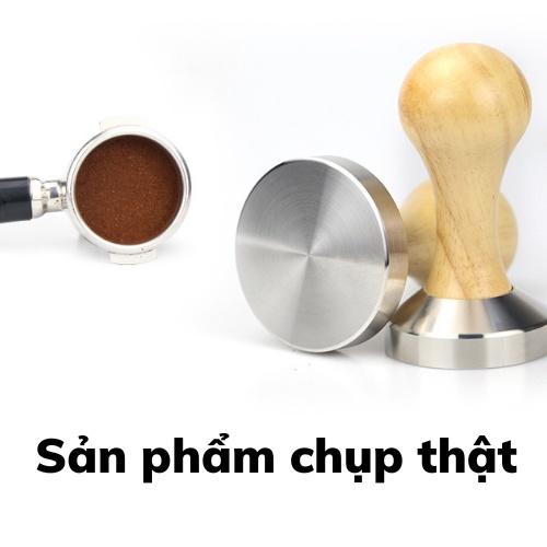 dụng cụ pha chế tamper tay cầm cán gỗ nén cà phê Espresso nhiều size 51 - 53 - 58 mm cao cấp và tiện lợi