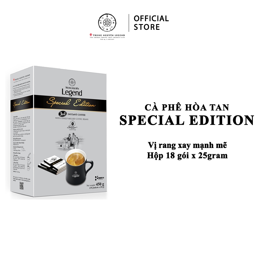 Trung Nguyên Legend - Cà phê sữa hoà tan rang xay 3in1 Special Edition - Hộp 18 gói x 25gr