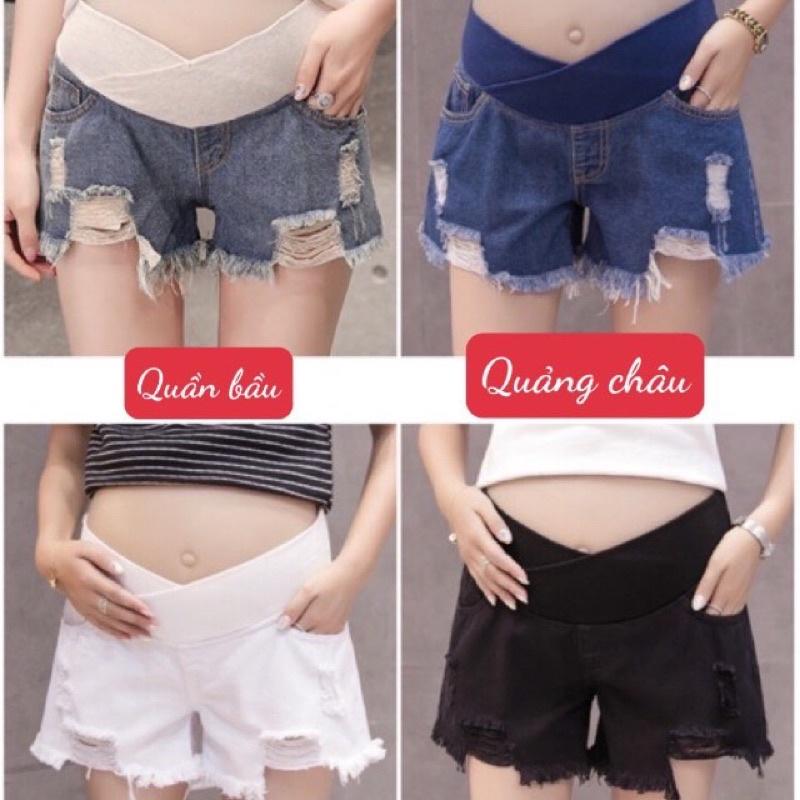 Quần short jean bà bầu sẵn hàng giao ngay