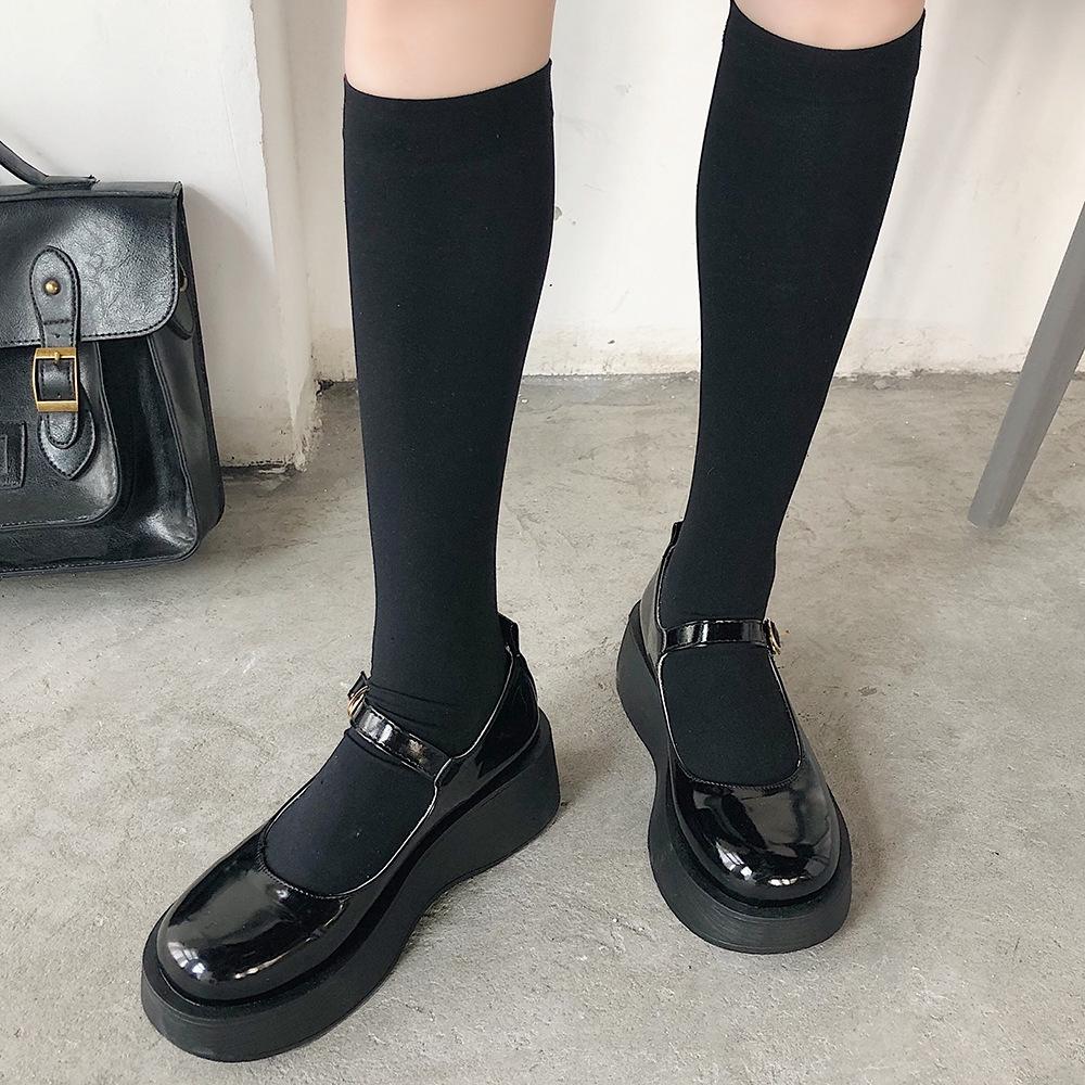 Small leather shoes round head Mary Jane single shoes