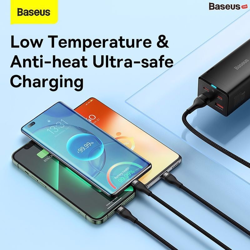 Cáp sạc nhanh 3in1 Baseus Flash Series Ⅱ One-for-three Fast Charging Data Cable USB to M+L+C 100W CASS030001- Hàng chính hãng
